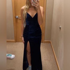 Navy velvet long dress 💙